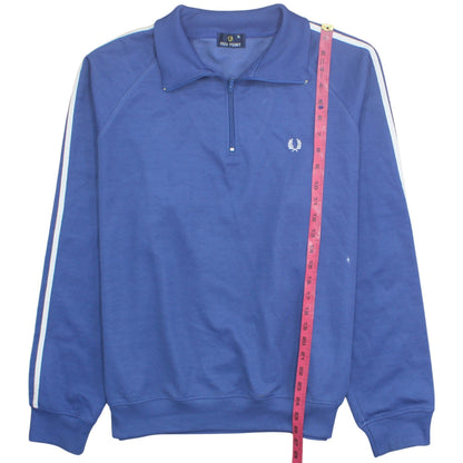 Fred Perry Men's Blue 1/4 Zip Sweatshirt XL Cotton Blend