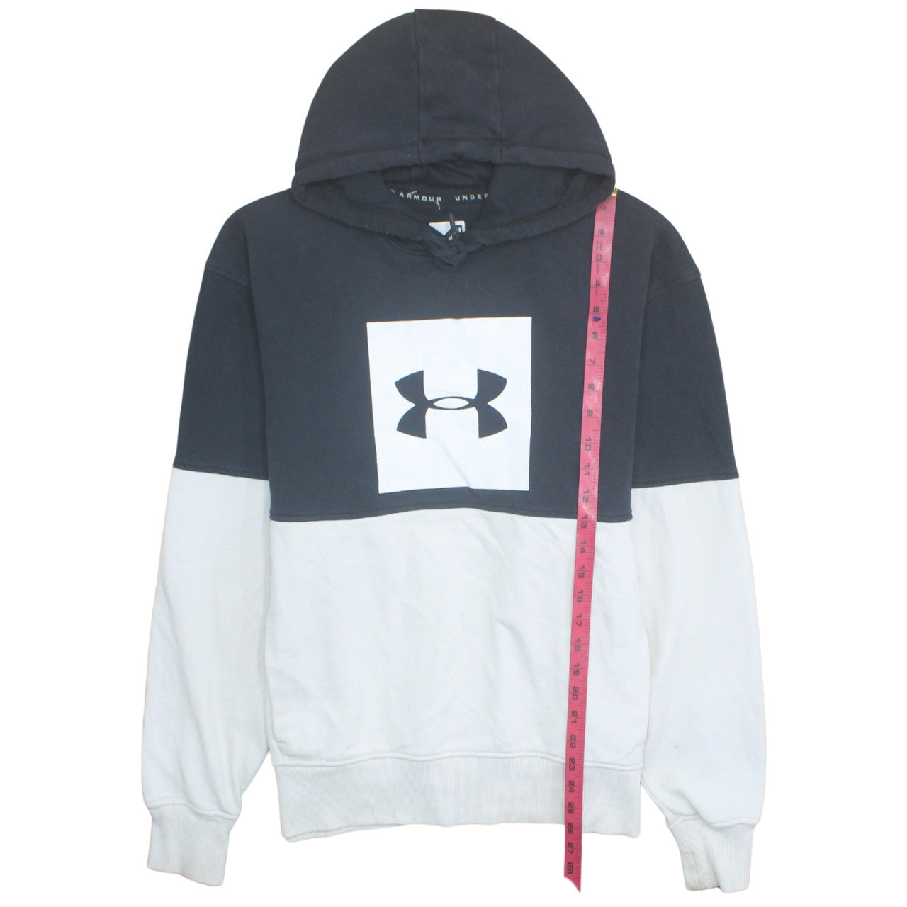 Under Armour Men's Black White Pullover Hoodie Size L Regular Fit
