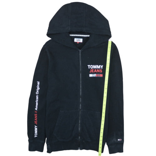 Tommy Jeans Men's Black Full Zip Hoodie L Logo Classic Style