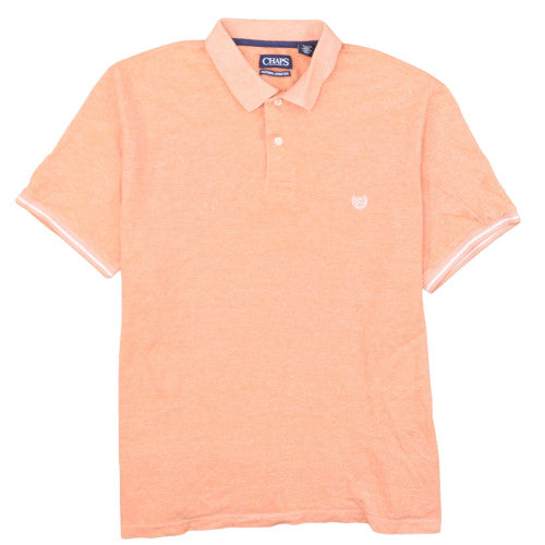 Chaps Mens Orange Cotton Polo Shirt Short Sleeve M Regular Fit