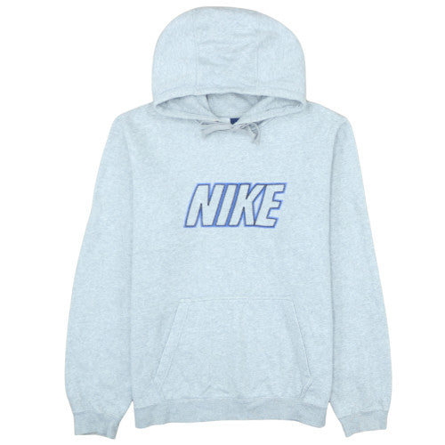 Nike Men Grey Pullover Hoodie Medium Cotton Blend Logo Sportswear