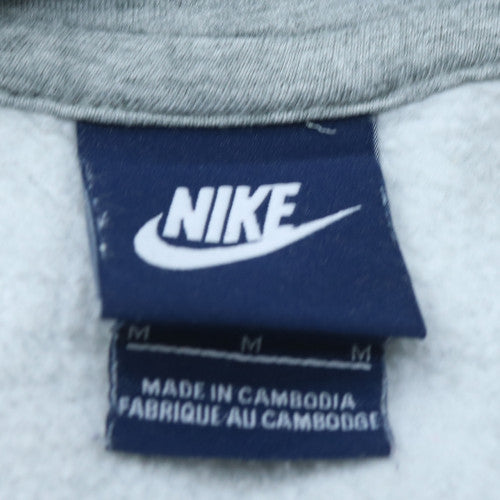 Nike Men Grey Pullover Hoodie Medium Cotton Blend Logo Sportswear