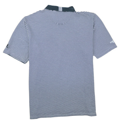 Adidas Men's Navy Striped ClimaLite Polo Shirt XL Cotton Blend