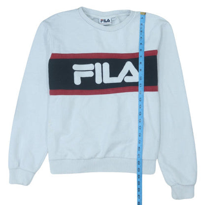 Fila Women White Logo Crew Neck Sweatshirt Size 12