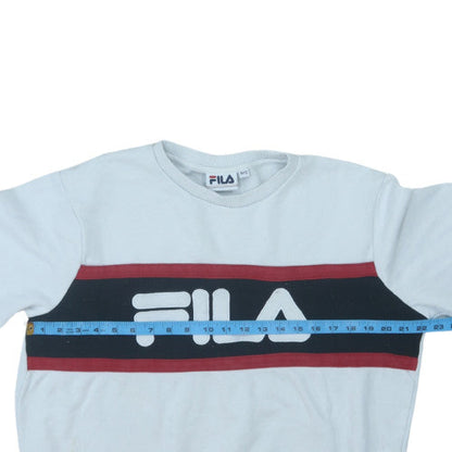 Fila Women White Logo Crew Neck Sweatshirt Size 12