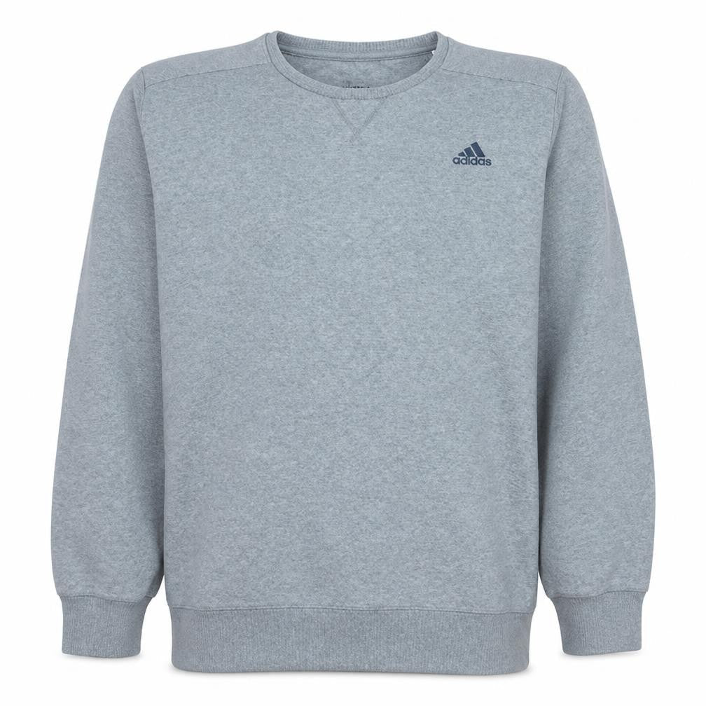 Adidas Mens Grey Crew Neck Pullover Sweatshirt Size L Sports Fleece