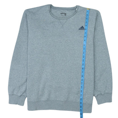 Adidas Mens Grey Crew Neck Pullover Sweatshirt Size L Sports Fleece
