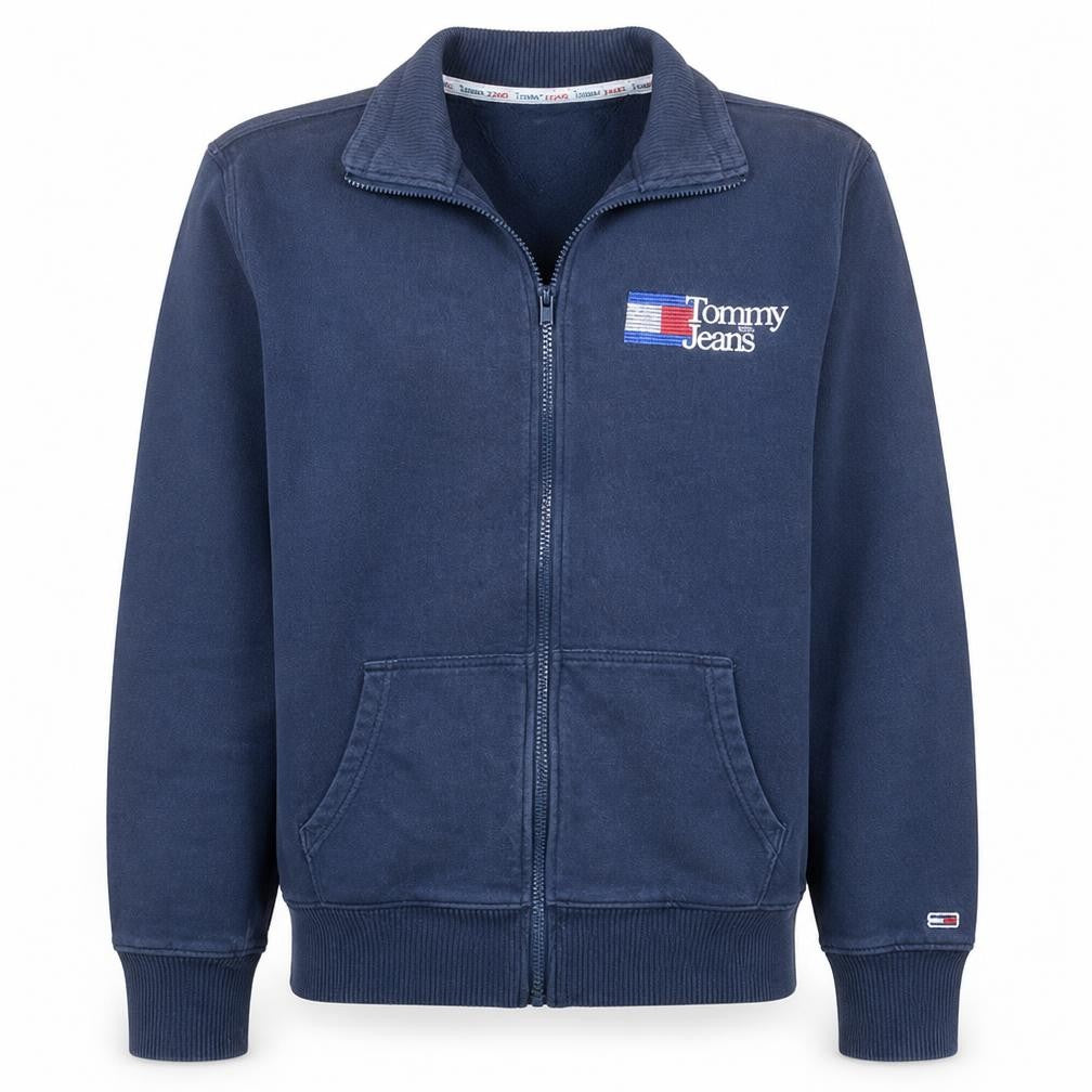 Tommy Jeans Men's Blue Full Zip Sweatshirt M Collared Fleece