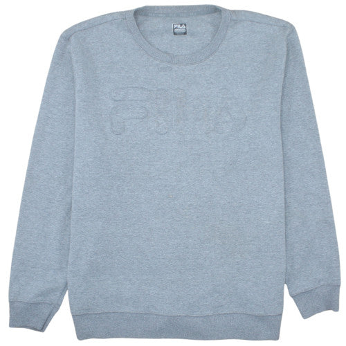FILA Womens Grey XXL Pullover Sweatshirt Classic Crew Neck Logo