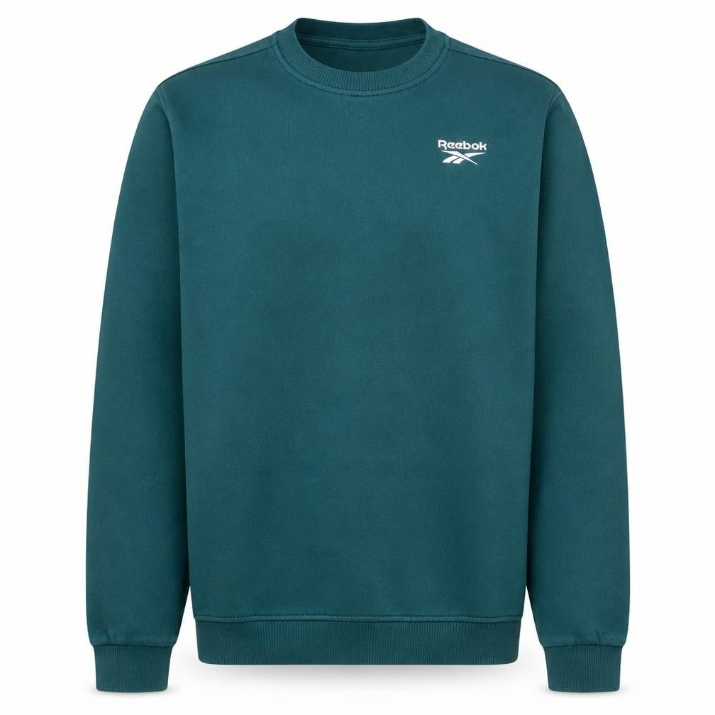 Reebok Mens Green Crew Neck Pullover Sweatshirt M Regular Fit