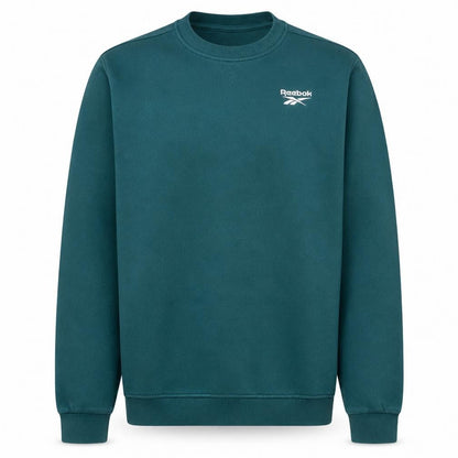 Reebok Mens Green Crew Neck Pullover Sweatshirt M Regular Fit