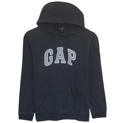 GAP Mens Black Pullover Hoodie L Logo Cotton Fleece Sweatshirt