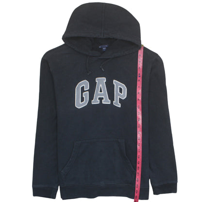 GAP Mens Black Pullover Hoodie L Logo Cotton Fleece Sweatshirt