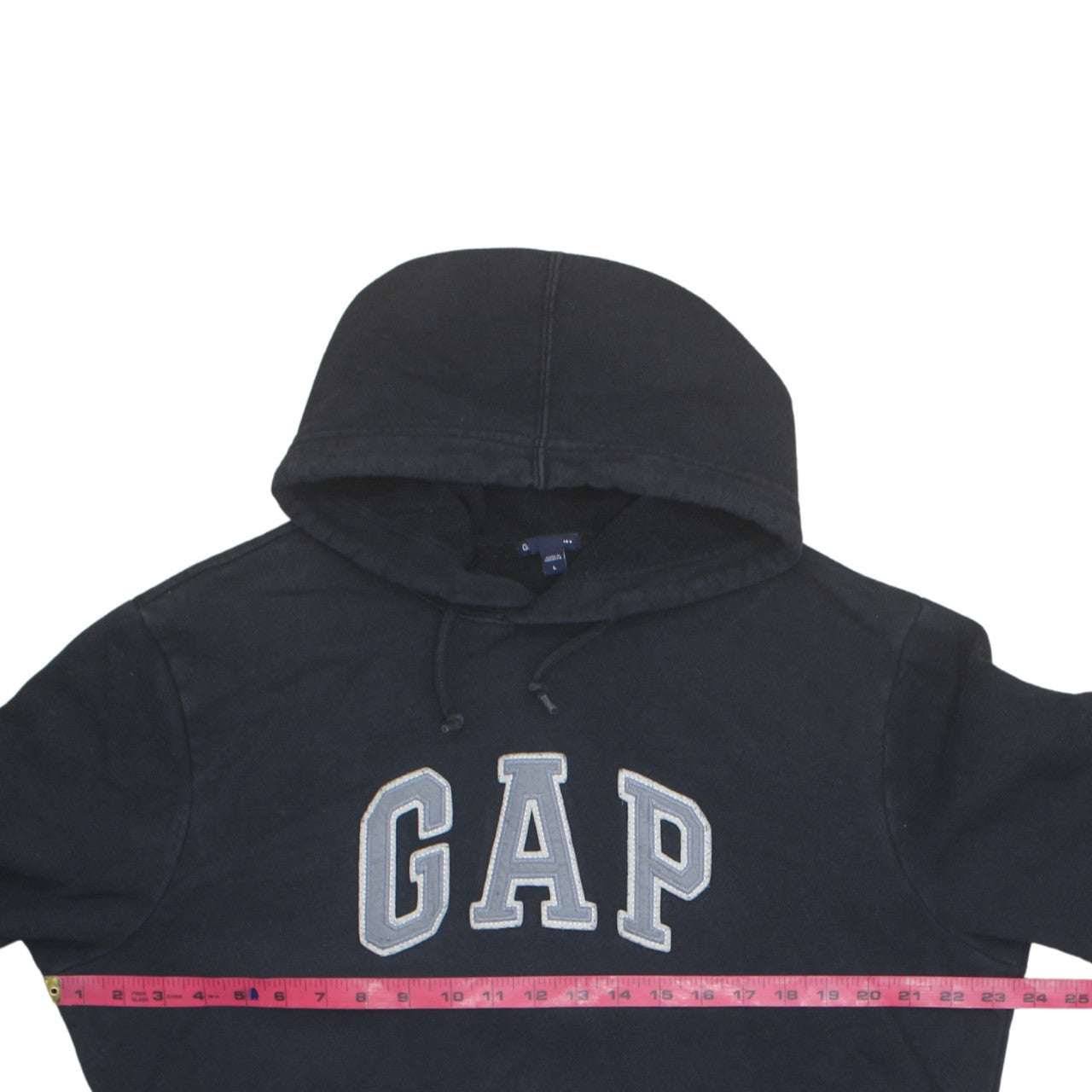 GAP Mens Black Pullover Hoodie L Logo Cotton Fleece Sweatshirt