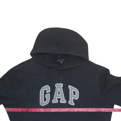GAP Mens Black Pullover Hoodie L Logo Cotton Fleece Sweatshirt