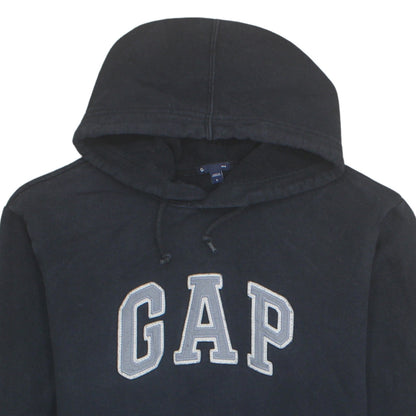 GAP Mens Black Pullover Hoodie L Logo Cotton Fleece Sweatshirt