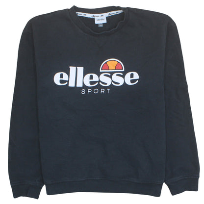 Ellesse Women Black Sport Logo Pullover Sweatshirt UK 16