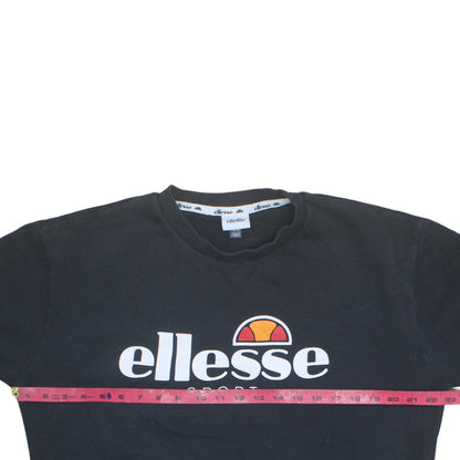 Ellesse Women Black Sport Logo Pullover Sweatshirt UK 16