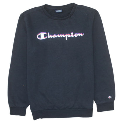 Champion Boys Black Sweatshirt XL 13-14 Years Crew Neck Logo Pullover
