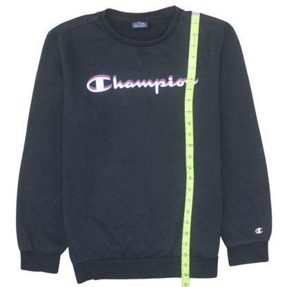 Champion Boys Black Sweatshirt XL 13-14 Years Crew Neck Logo Pullover
