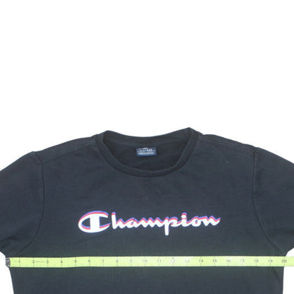 Champion Boys Black Sweatshirt XL 13-14 Years Crew Neck Logo Pullover