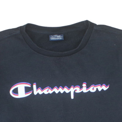 Champion Boys Black Sweatshirt XL 13-14 Years Crew Neck Logo Pullover