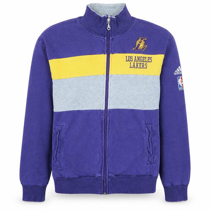 Front view of Adidas Men's Blue Los Angeles Lakers XL Full Zip Sweatshirt