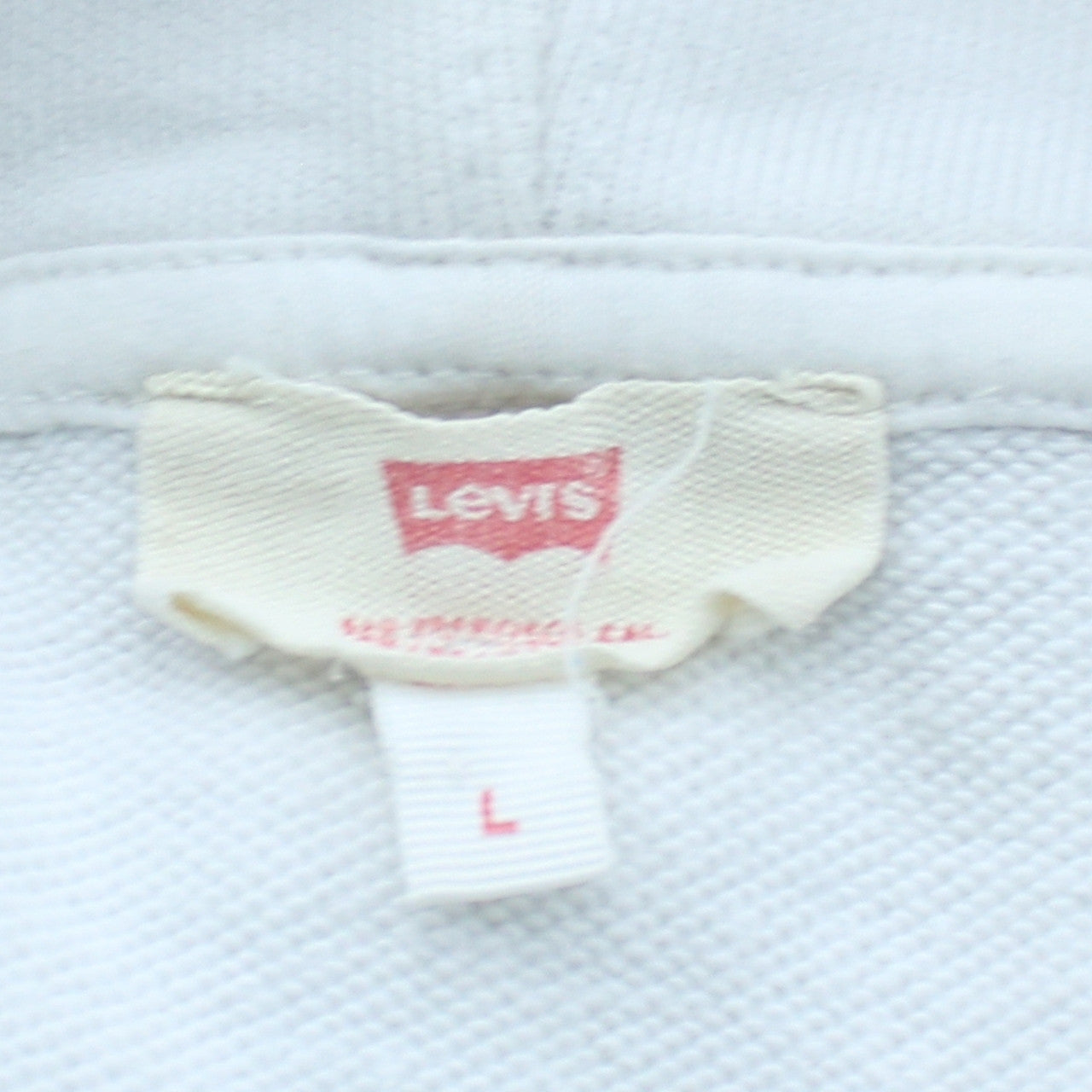 Levi's Men's White Pullover Hoodie L Logo Fleece Sweatshirt