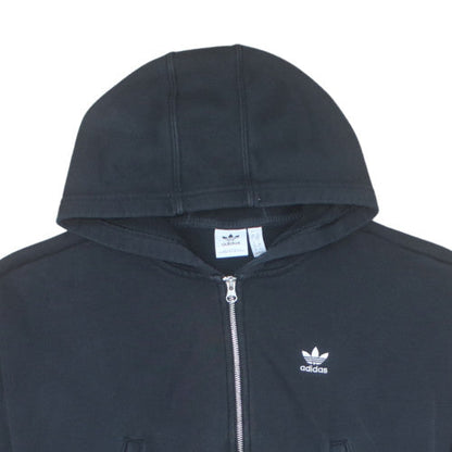 Adidas Womens Black Size 10 Full Zip Hoodie with 3 Stripes