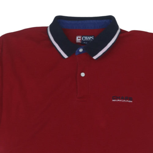 Chaps Ralph Lauren Men's Red Short Sleeve Polo Shirt XL 100% Cotton
