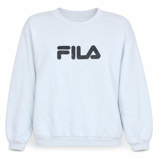 Front view of Fila women’s white xl pullover sweatshirt logo print casual