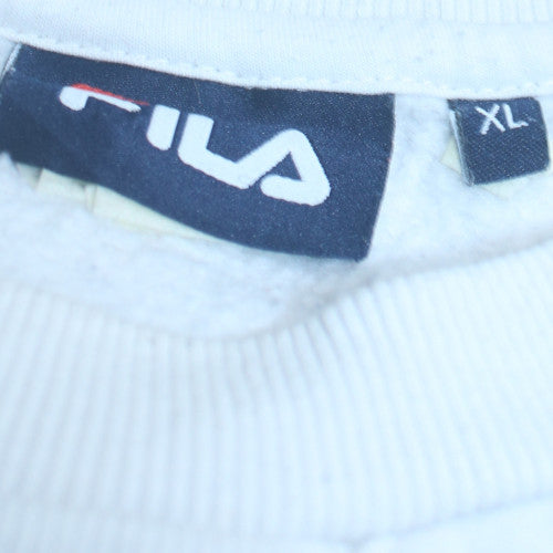 FILA Womens White XL Pullover Sweatshirt Logo Print Casual