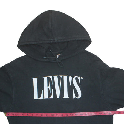 Levi's Men's Black Pullover Hoodie M Relaxed Fit Fleece Logo Sweatshirt