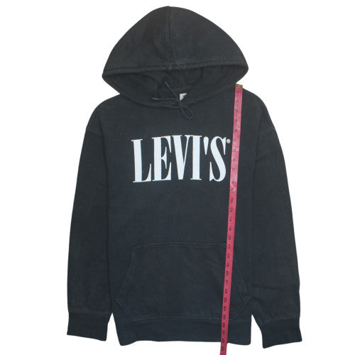Levi's Men's Black Pullover Hoodie M Relaxed Fit Fleece Logo Sweatshirt