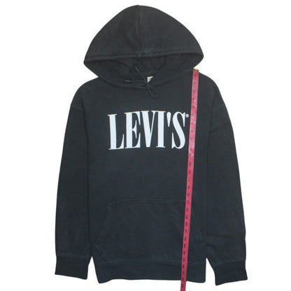 Levi's Men's Black Pullover Hoodie M Relaxed Fit Fleece Logo Sweatshirt