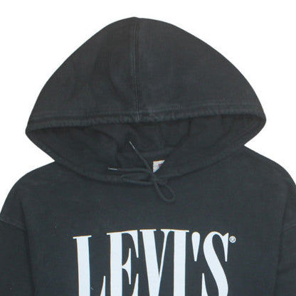 Levi's Men's Black Pullover Hoodie M Relaxed Fit Fleece Logo Sweatshirt