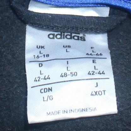 Adidas Women's Black Blue Full Zip Hoodie L Hooded Sportswear Sweatshirt