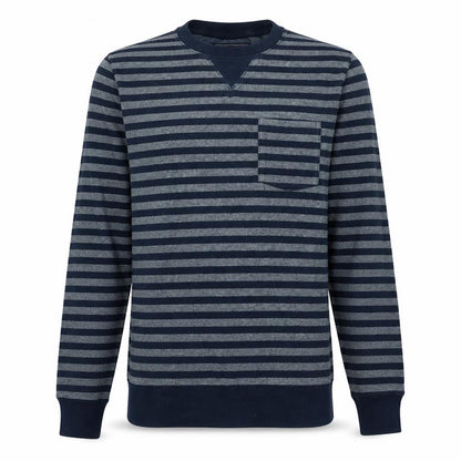 Tommy Hilfiger Men's Blue Striped Cotton Crew Neck Pullover Jumper Size S