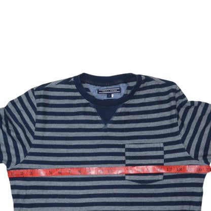 Tommy Hilfiger Men's Blue Striped Cotton Crew Neck Pullover Jumper Size S