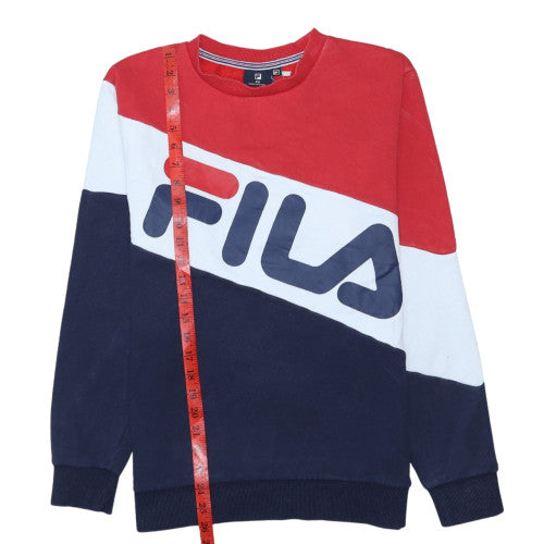 Fila Mens Red White Blue Logo Sweatshirt XS Crew Neck Pullover