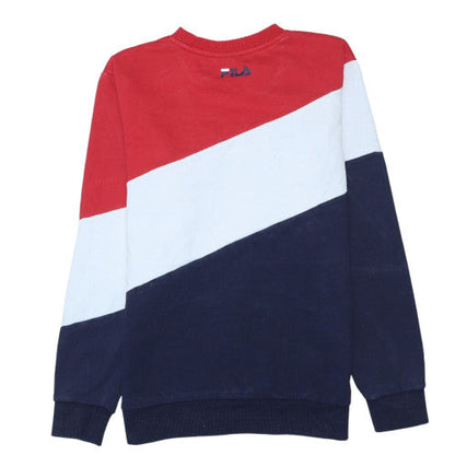 Fila Mens Red White Blue Logo Sweatshirt XS Crew Neck Pullover