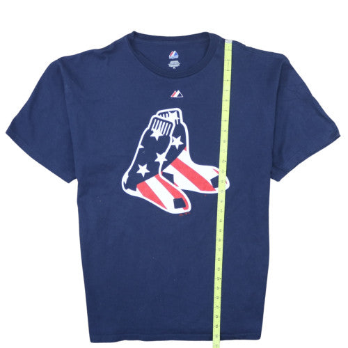 Majestic Men's Blue XL Crew Neck Graphic Sports T-Shirt