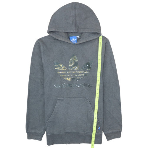 Adidas Men's Grey Pullover Hoodie Size M Graphic Trefoil Fleece