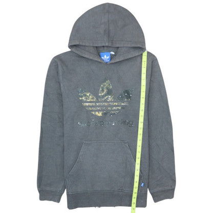Adidas Men's Grey Pullover Hoodie Size M Graphic Trefoil Fleece