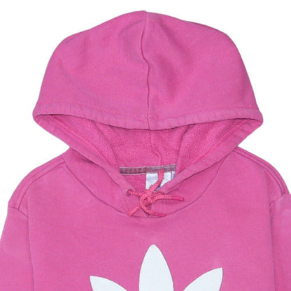 Adidas Womens Pink Pullover Hoodie Size 12 Cotton Logo Casual