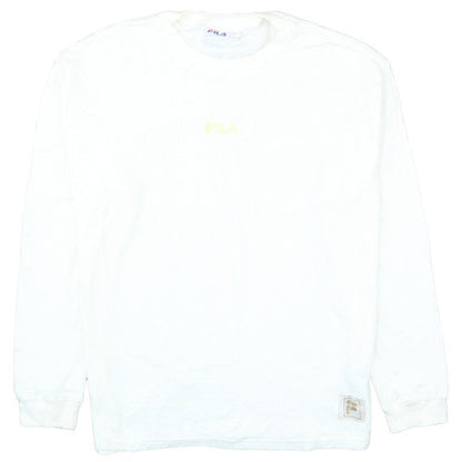 FILA Men’s White Cotton Crew Neck Pullover Sweatshirt Size L