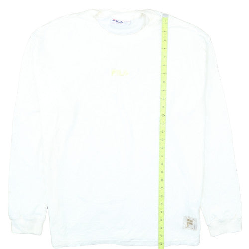 FILA Men’s White Cotton Crew Neck Pullover Sweatshirt Size L
