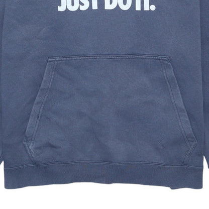 Nike Men's Blue Pullover Hoodie L Graphic Just Do It Sportswear