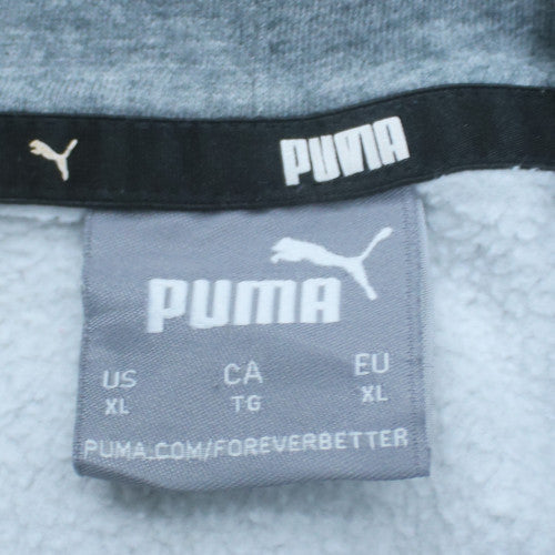 Puma Men's Grey XL Pullover Hoodie Logo Fleece Sweatshirt