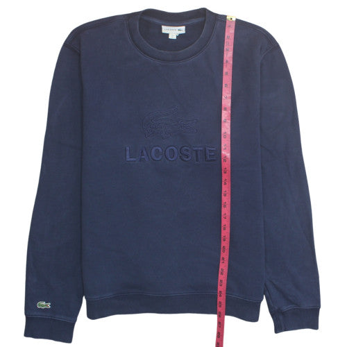 Lacoste Women's Navy Blue Cotton Logo Crew Neck Sweatshirt Size L